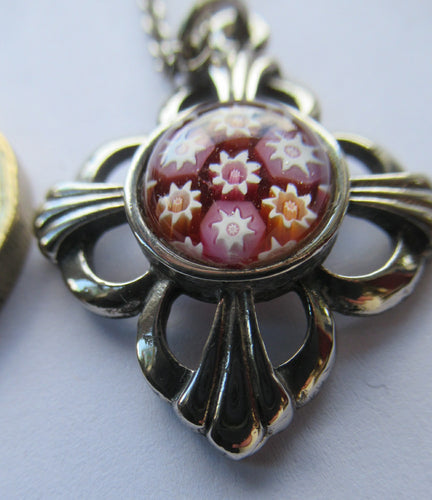 Vintage 1970s Scottish Tiny Millefiori Paperweight Pendant by Caithness Glass