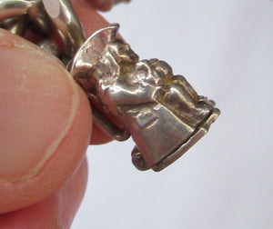 Heavy Weight. Vintage Silver Bracelet with 19 Quality Charms. Hallmarked Padlock Catch