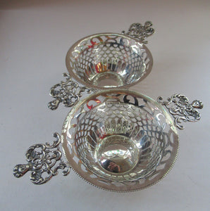 1901 Victorian Sterling Silver Bon Bon Dishes with Angel Head Handles
