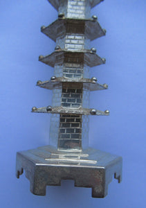 Beautifully Modelled Antique Chinese Export MINIATURE Solid Silver Pagoda Pepper Pot