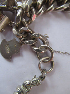Heavy Weight. Vintage Silver Bracelet with 19 Quality Charms. Hallmarked Padlock Catch