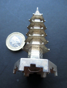 Beautifully Modelled Antique Chinese Export MINIATURE Solid Silver Pagoda Pepper Pot