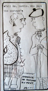 Original 1970s Pen and Ink Study for a Published Cartoon by MARC BOXER. The Divorce Act Scotland