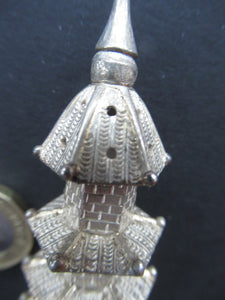 Beautifully Modelled Antique Chinese Export MINIATURE Solid Silver Pagoda Pepper Pot