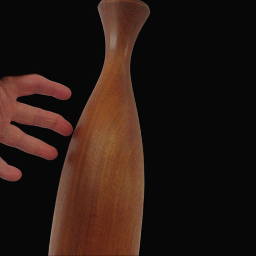 Vintage 1960s Turned Solid Teak Table Lamp