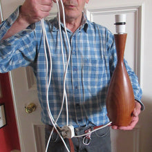 Load image into Gallery viewer, Vintage 1960s Turned Solid Teak Table Lamp
