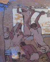Load image into Gallery viewer, 1920s Mabel Royds Colour Woodcut The Forge, India
