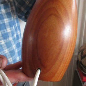 Vintage 1960s Turned Solid Teak Table Lamp