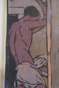 1920s Mabel Royds Colour Woodcut The Forge, India