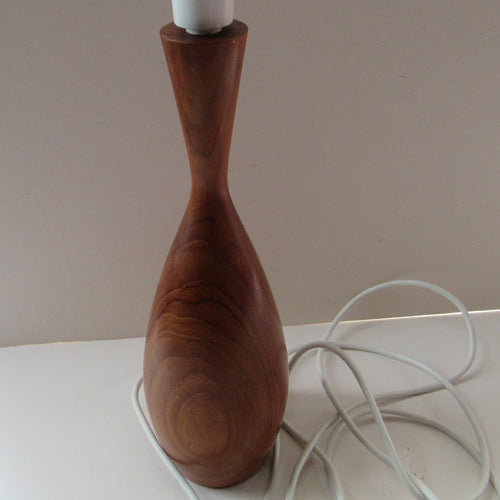 Vintage 1960s Turned Solid Teak Table Lamp