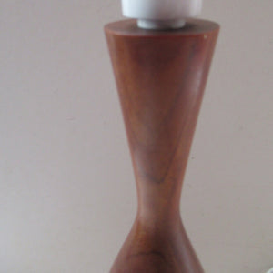Vintage 1960s Turned Solid Teak Table Lamp