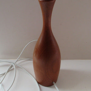 Vintage 1960s Turned Solid Teak Table Lamp