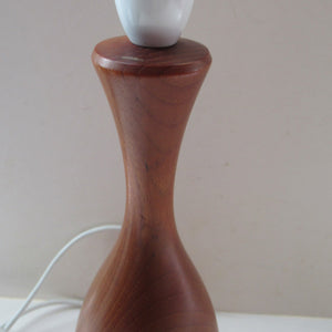 Vintage 1960s Turned Solid Teak Table Lamp