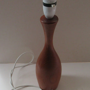 Vintage 1960s Turned Solid Teak Table Lamp