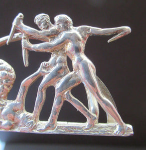 Antique Scottish Silver. 1890s Hamilton & Inches Hallmarked Menu Holder: BEAR HUNT