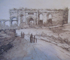 Antique Rome. 1827 Italian Grand Tour Drawing Porta Maggiore 