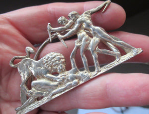 Antique Scottish Silver. 1890s Hamilton & Inches Hallmarked Menu Holder: BEAR HUNT