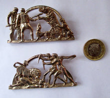 Load image into Gallery viewer, Pair: Antique Scottish Silver. 1890s Hamilton &amp; Inches Hallmarked Menu Holder: BEAR HUNT
