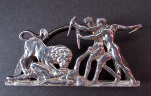 Antique Scottish Silver. 1890s Hamilton & Inches Hallmarked Menu Holder: BEAR HUNT