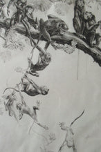 Load image into Gallery viewer, 1920s Etching Revival Drypoint by Leonard Robert Brightwell. Monkeys. The Social Climber
