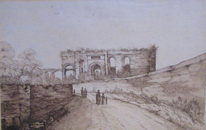 Antique Rome. 1827 Italian Grand Tour Drawing Porta Maggiore 