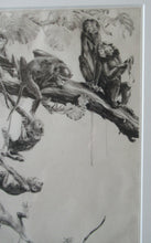 Load image into Gallery viewer, 1920s Etching Revival Drypoint by Leonard Robert Brightwell. Monkeys. The Social Climber
