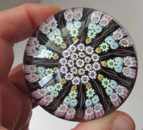 Vintage Scottish Paperweight 11 Spokes Millefiori Paper Label