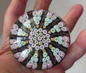 Vintage Scottish Paperweight 11 Spokes Millefiori Paper Label