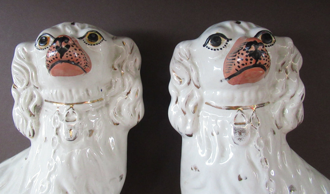 Antique Staffordshire Dogs Chimney Spaniels 1880s