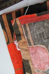 Fabulous LONG & WIDE Orange and Brown 1960s / 1970s MARIMEKKO Abstract Pattern Cotton Curtains. Unlined with Header Tape