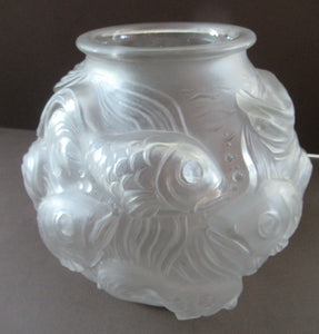 Art Deco Glass Vase Czechoslovakia Koi Carp Fish 