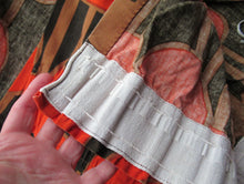 Load image into Gallery viewer, LONG &amp; WIDE Orange and Brown 1960s / 1950s Abstract Pattern Cotton Curtains. Unlined with Header Tape

