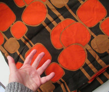 Load image into Gallery viewer, LONG &amp; WIDE Orange and Brown 1960s / 1950s Abstract Pattern Cotton Curtains. Unlined with Header Tape

