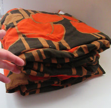 Load image into Gallery viewer, LONG &amp; WIDE Orange and Brown 1960s / 1950s Abstract Pattern Cotton Curtains. Unlined with Header Tape

