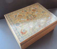Load image into Gallery viewer, Antique 1930s Sewing Box with Original Folk Art Pen and Ink Decorations
