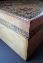 Load image into Gallery viewer, Antique 1930s Sewing Box with Original Folk Art Pen and Ink Decorations
