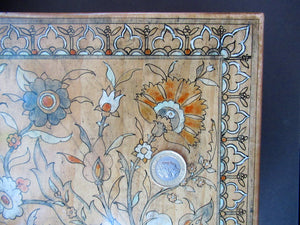 Antique 1930s Sewing Box with Original Folk Art Pen and Ink Decorations