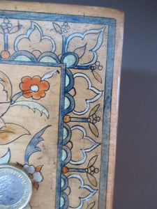 Antique 1930s Sewing Box with Original Folk Art Pen and Ink Decorations