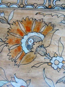 Antique 1930s Sewing Box with Original Folk Art Pen and Ink Decorations