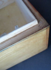 Antique 1930s Sewing Box with Original Folk Art Pen and Ink Decorations