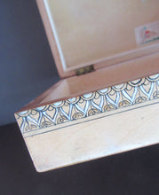 Load image into Gallery viewer, Antique 1930s Sewing Box with Original Folk Art Pen and Ink Decorations
