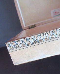 Antique 1930s Sewing Box with Original Folk Art Pen and Ink Decorations