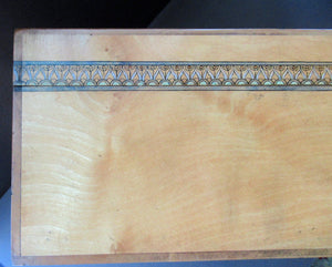 Antique 1930s Sewing Box with Original Folk Art Pen and Ink Decorations