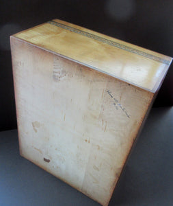Antique 1930s Sewing Box with Original Folk Art Pen and Ink Decorations