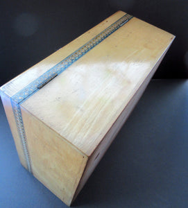 Antique 1930s Sewing Box with Original Folk Art Pen and Ink Decorations