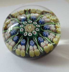 1970s Perthshire Paperweight 11 Spoke and Millefiori Canes
