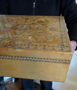 Antique 1930s Sewing Box with Original Folk Art Pen and Ink Decorations
