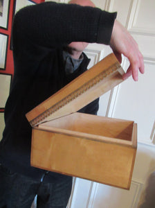 Antique 1930s Sewing Box with Original Folk Art Pen and Ink Decorations