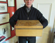 Load image into Gallery viewer, Antique 1930s Sewing Box with Original Folk Art Pen and Ink Decorations
