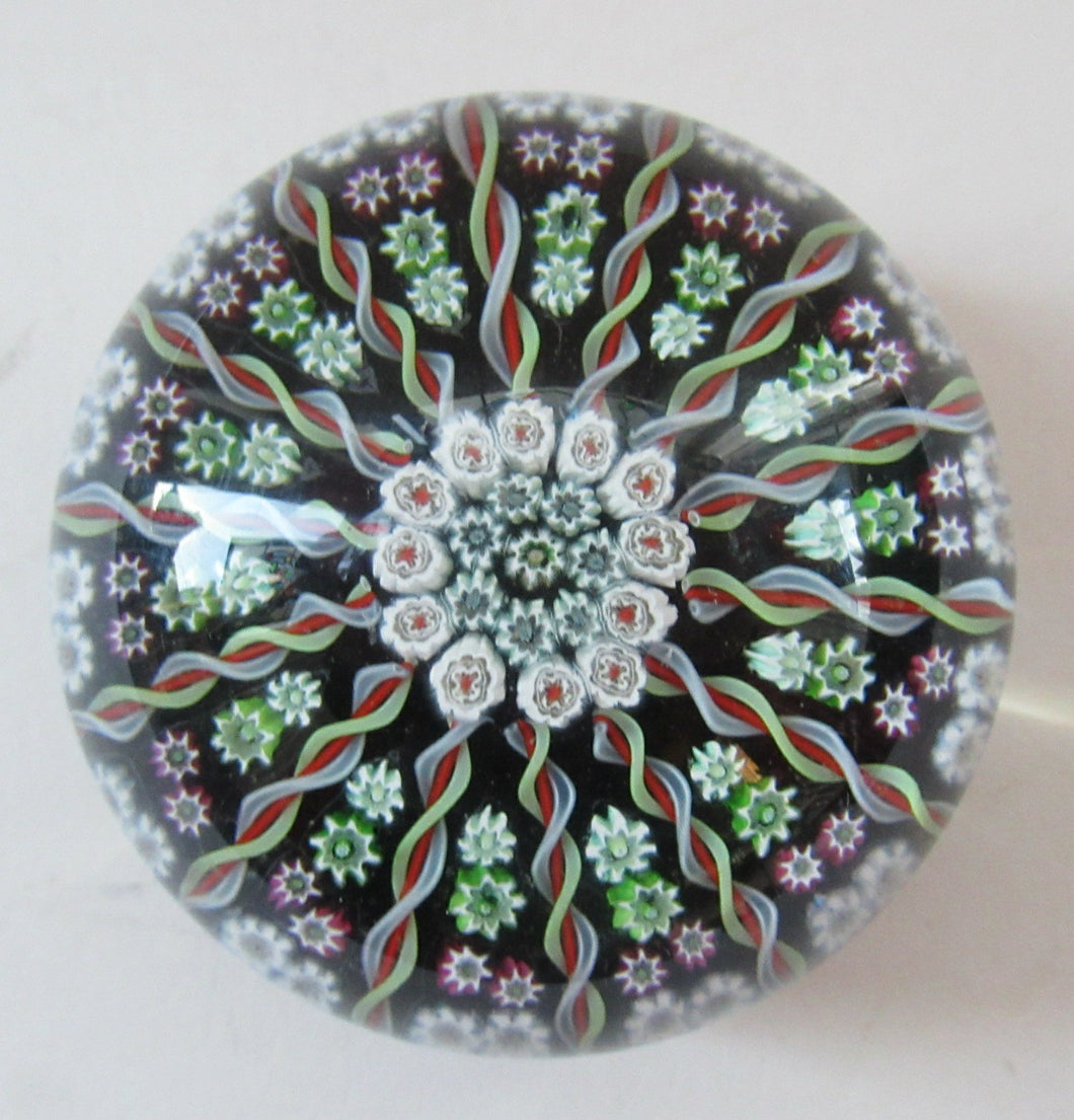 Large Scottish Perthshire Paperweight 14 Spokes and Millefiori Canes